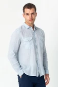 Erkek Comfort %100 Keten Kumaştan Rahat Yazlık Gömlek - 10