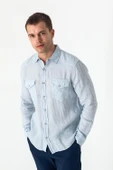 Erkek Comfort %100 Keten Kumaştan Rahat Yazlık Gömlek - 12