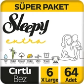 Sleepy Extra Günlük Aktivite 6 Numara X-Large 64 Adet Bebek Bezi - 1