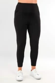 Trend42plus Kadın Yüksek Bel Jogger Eşofman Altı Siyah Joggers - 4