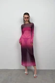 Baskılı Maxi Boy Elbise - 1