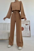 Camel Fitilli Bluz Ve Pantolon Takım - 4