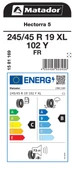 MATADOR 245/45R19 102Y XL FR HECTORRA 5 YAZ LASTİGİ ÜRETİM YILI:2024 - 2