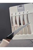 Rooc Mr-06 6lı Dilimleme Ve Meyve Bıçak Seti Gri Orta Boy Lazer Kesim Tırtıklı Meyve Bıçağı - 6