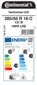 CONTİNENTAL 285/65R16C 131R VANCAS 10RP DÖRT MEVSİM LASTİGİ ÜRETİM YILI:2023 - 2