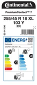 CONTİNENTAL 255/45R18 103Y XL FR PC7 YAZ LASTİGİ ÜRETİM YILI:2024 - 2