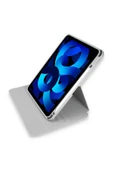 Apple Ipad 10.2 8. Ve 9. Nesil 2020/2021 Kılıf Kalemlikli 360 Dönebilen Standlı Şeffaf Tablet Kılıfı  Gri - 4
