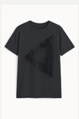 Erkek Rahat Kesim Bisiklet Yaka Baskılı Beyaz T-shirt - 8