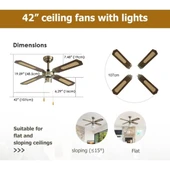 Dlc Poyraz Bakır Motor Lambalı 4 Kanatlı 107cm Tavan Vantilatörü Ahşap thumbnail 4