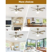 Dlc Poyraz Bakır Motor Lambalı 4 Kanatlı 107cm Tavan Vantilatörü Ahşap thumbnail 5