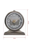 Efe Mark Premium Serisi Modern Kadranlı Döner Çarklı 32x28 CM Ev ve Ofis Masa ve Duvar Saati Roma Rakamlı Harita Baskılı Gri (İçi Simli ) thumbnail 6