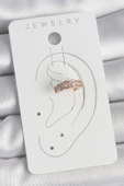 Pirinç Gold Renk Zirkon Taşlı Kadın Kıkırdak Küpe - TJ-BKP10571 - 2