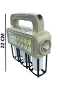 3 Modlu Cob Led Solar Şarjlı 38W Ultra Güçlü Fener Beyaz Gün Işığı Kamp  Tamirci Balıkçı Lambası - 1