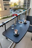 Balkon Masası Pratik Katlanabilir Askılı Masa 45x85 - Siyah - 1