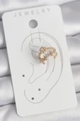 Pirinç Gold Renk Zirkon Taşlı Yıldız Model Kadın Kıkırdak Küpe - TJ-BKP10585 - 2