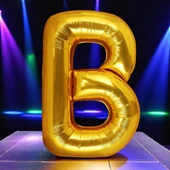 VIP YÜKSEK KALİTE 1 METRE GOLD B HARFİ FOLYO BALON GOLD B HARF BALON HELYUM GAZINA UÇAN BALONA UYGUN - 1