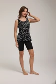 Chelly Kadın Desenli Askılı Taytlı Tankini S 5700 Siyah - 6