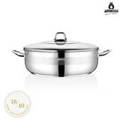 Saphire Paslanmaz Çelik 32 cm Çelik Kapaklı Basık Tencere thumbnail 1