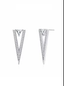 Timeless Series Işıltılı V Form Tria Taş Gümüş Kadın Küpe thumbnail 1