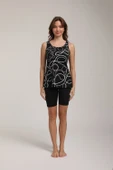 Chelly Kadın Desenli Askılı Taytlı Tankini S 5700 Siyah - 1