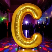 VIP YÜKSEK KALİTE 1 METRE GOLD C HARFİ FOLYO BALON GOLD C HARF BALON HELYUM GAZINA UÇAN BALONA UYGUN thumbnail 1