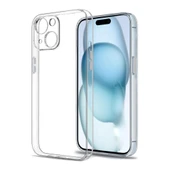 iPhone 15 Kılıf Metal Tuşlu Kamera Korumalı Silikon Şeffaf Arka Kapak - 1