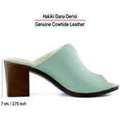 Erkan Saçmacı Valery Yeşil Hakiki Dana Derisi Önü Açık Kalın Topuklu Terlik - 2