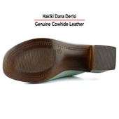 Erkan Saçmacı Valery Yeşil Hakiki Dana Derisi Önü Açık Kalın Topuklu Terlik - 6