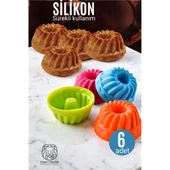 Modacar Silikon Göbekli Muffin CupCake Kalıbı - Sürekli Kullanım Muffin Kek Kalıbı 6 ADET - 1