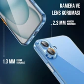 iPhone 15 Kılıf Metal Tuşlu Kamera Korumalı Silikon Şeffaf Arka Kapak - 3