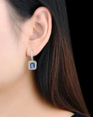 Pırlanta Model Baget Taşlı Lüks Sallantılı Gümüş Kadın Küpe thumbnail 2