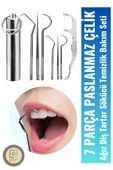 QNİAY Paslanmaz Çelik 7 Parça Metal Kutulu Protez Diş Tartar Temizleme Dental Ağız Bakım Set thumbnail 3