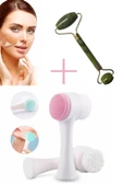 QNİAY Cilt Temizleme Fırçası + Yeşil Yeşim Taşı Masaj Aleti Cilt Bakım Yüz Masaj Aleti thumbnail 1