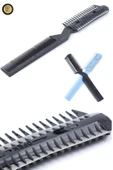 QNİAY Profesyonel Saç Kesici Şekillendirici Çift Taraflı Jiletli Tarak Usturalı İnceltme Tarak thumbnail 4