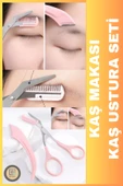QNİAY Taraklı Kaş Bıyık Makası Ve Kaş Ustura Seti Taraklı Kaş Düzelme Epilasyon Kaş Ustra Kaş Jileti thumbnail 1