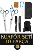 QNİAY 10 Parça 6 inç Gri Ultra Profesyonel Deri Çantalı Berber Kuaför Saç Sakal Bıyık Makas Seti thumbnail 1