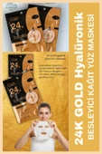 QNİAY 24K Gold Maske Hyalüronik Altın Kolajen Gözenek Onarım (1adet)Yüz Maskesi Hafta Sonu Evde Bakım thumbnail 1