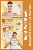 QNİAY Altın Folyo Aydınlatıcı Yüz Maskesi Gold Foil Mask 30ml 1adet Peg-40 Hint Yağı Maskesi thumbnail 1