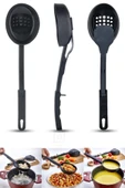 QNİAY Yanmaz Yapışmaz 3'ü 1 Arada Servis Seti 220 Dereceye Dayanıklı | Kaşık | Kevgir | Kepçe - 4