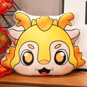Ejderha Yılı Maskot Peluş Yastık - Altın Ejderha - 45x35cm - 1