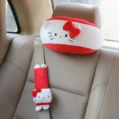 Çizgi Film Peluş KT Kedi Boyun Yastığı Araba Emniyet Kemeri Kılıfı - 1