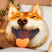 Shiba Inu Köpek Kafası Komik Peluş Yastık - Şaşkın 38x30cm - 5