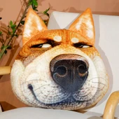 Shiba Inu Köpek Kafası Komik Peluş Yastık - Şaşkın 38x30cm - 2