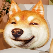 Shiba Inu Köpek Kafası Komik Peluş Yastık - Şaşkın 38x30cm - 3