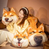 Shiba Inu Köpek Kafası Komik Peluş Yastık - Şaşkın 38x30cm - 8