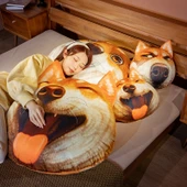 Shiba Inu Köpek Kafası Komik Peluş Yastık - Şaşkın 38x30cm - 4