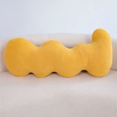 Peluş Kadife Dekoratif Yastık - Bal Peteği Sarı - 95x50cm - 1