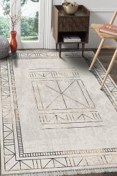 Etnik Desen Dot Taban Dijital Baskılı Halı  BEJ 80X200 - 1