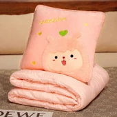 Çizgi Film Hayvan Peluş Klima Battaniyesi - Ayakta Duran Kedi Pembe 38x38cm (1.5x1m) - 5