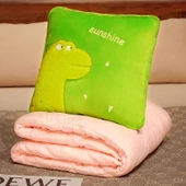 Çizgi Film Hayvan Peluş Klima Battaniyesi - Kedi Pembe 45x45cm (1.8x1.5m) - 6